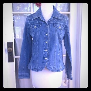 Western style fitted jean  jacket rhinestone M